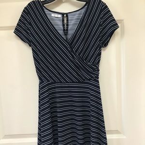 Navy blue and white striped dress